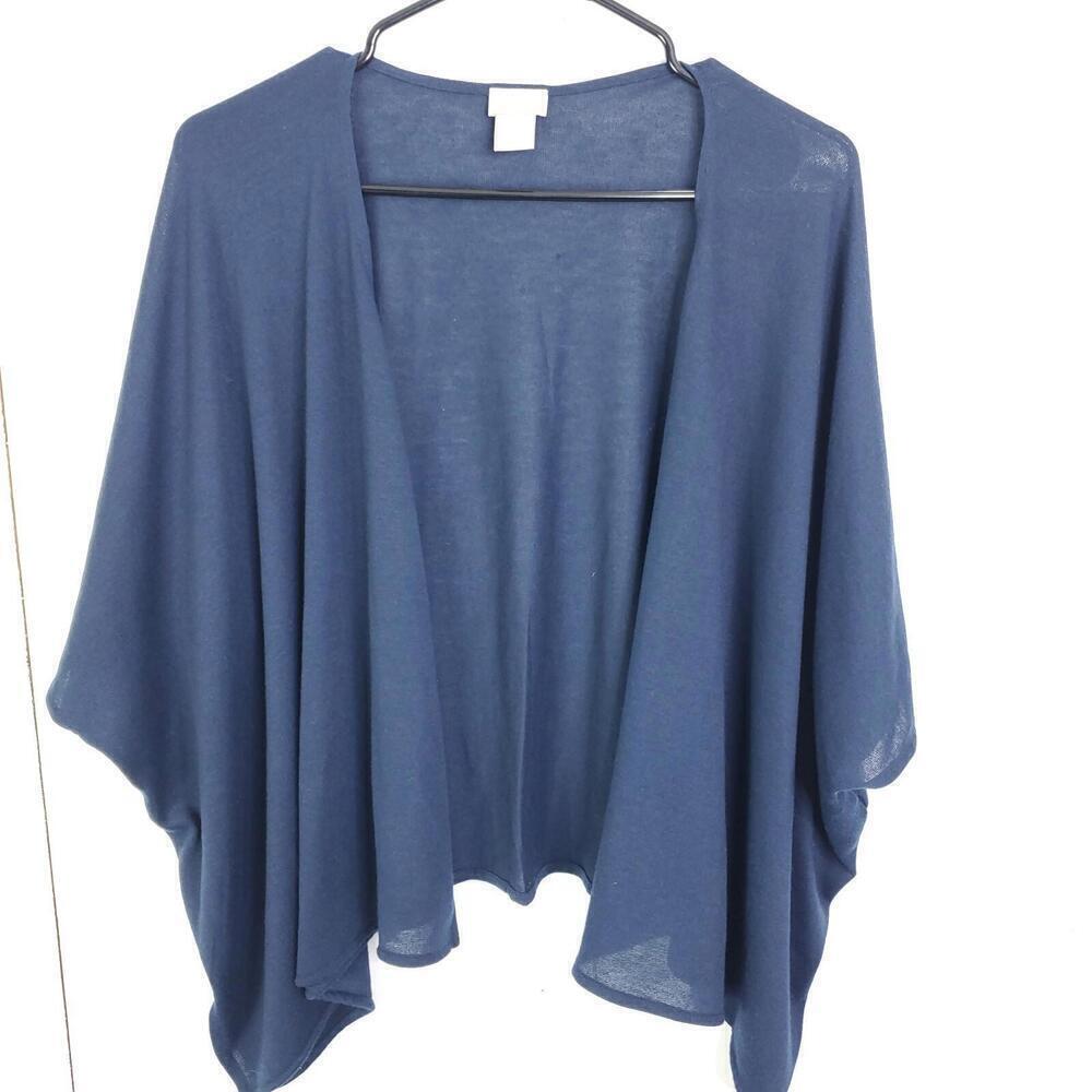 Chicos Top Womens Size M L Shawl Vest Office Stretchy Navy Knit Kimono Soft